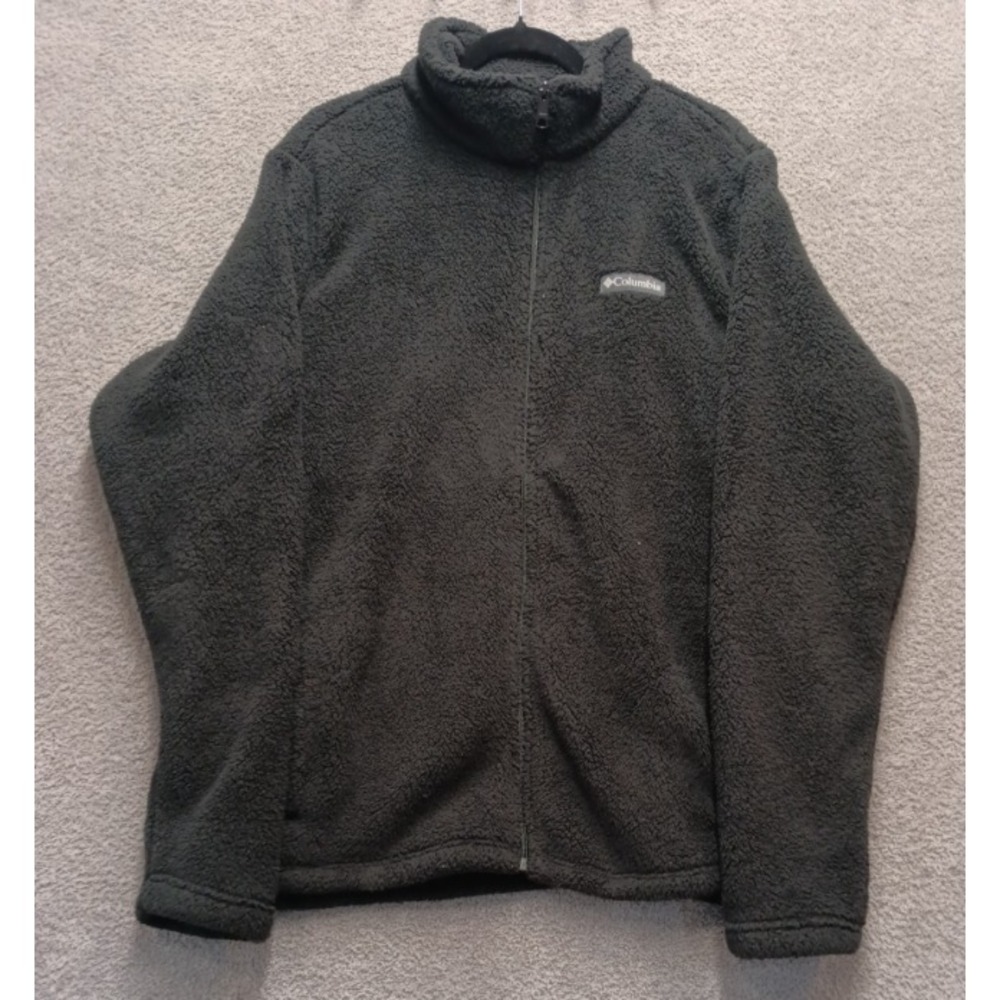 Columbia Men's Sherpa Fleece Jacket L Full Zip Dark‎ Charcoal Soft Pile Warm